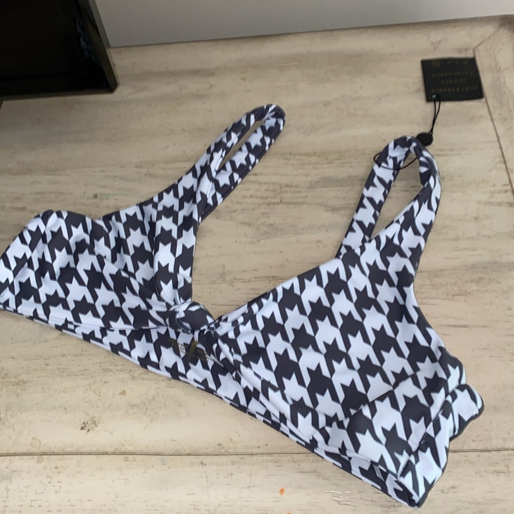 Skatie Black and White Houndstooth Bikini Top - Picture 2 of 5